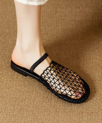 Breathable Mesh Hollow Out Black Slide Sandals