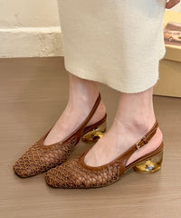 Breathable Brown Comfortable Splicing Sandals Chunky Mesh