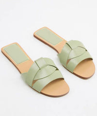 Slippers Flat Peep Toes Cross Denim Casual Toe Blue Strap