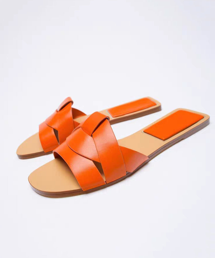 Slippers Flat Peep Toes Cross Denim Casual Toe Blue Strap