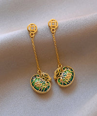 Gold Copper Alloy Money Bag Tassel Drop Earrings