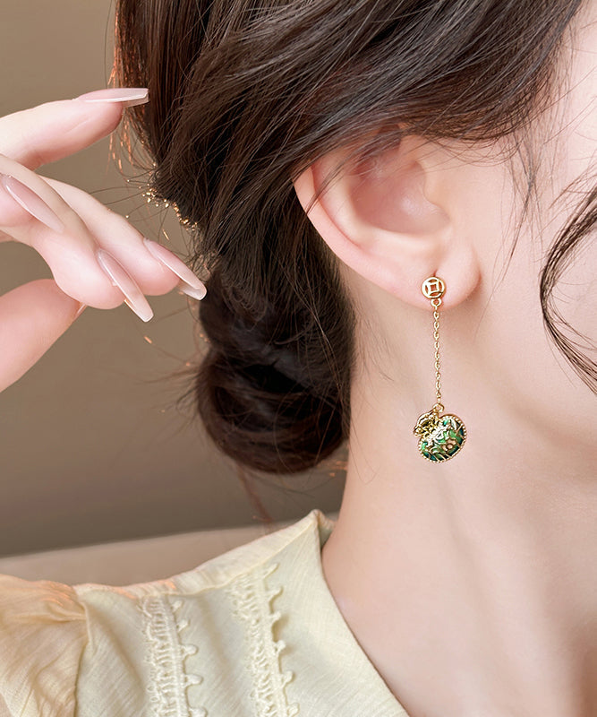 Gold Copper Alloy Money Bag Tassel Drop Earrings