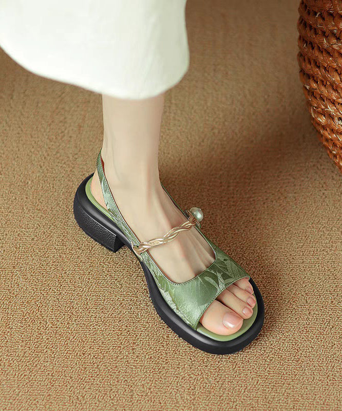 Peep Toe Sandals Comfy Strap Black Splicing Chunky Buckle