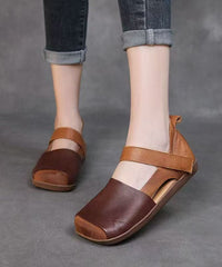 Out Splicing Sandals Leather Hollow Comfy Faux Brown Walking