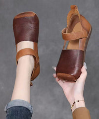Out Splicing Sandals Leather Hollow Comfy Faux Brown Walking
