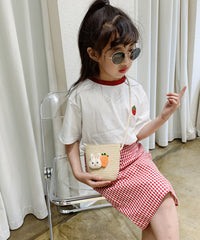 Cute Cartoon Cherry Kids Woven Crossbody Bag