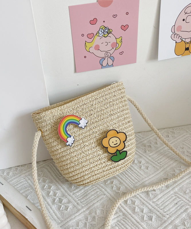Cute Cartoon Cherry Kids Woven Crossbody Bag