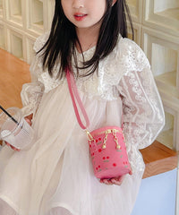 Cute Versatile Rubber Red Cherry Print Faux Leather Crossbody Bag