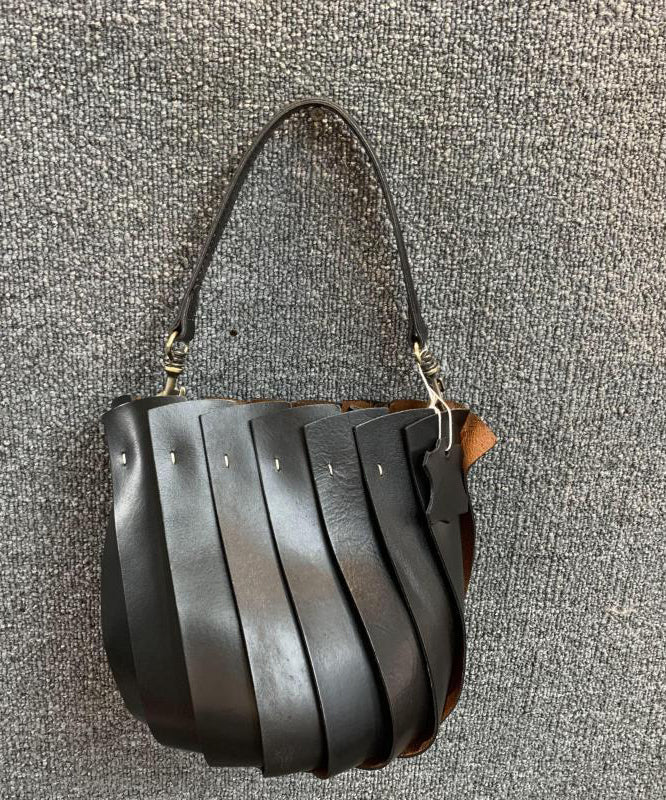 Fashion Black Calf Leather Satchel Handbag