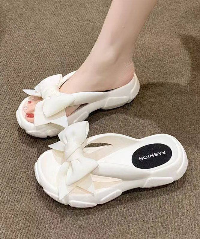 Bow Splicing Slippers Shoes Rose Peep Toe