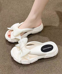 Bow Splicing Slippers Shoes Rose Peep Toe