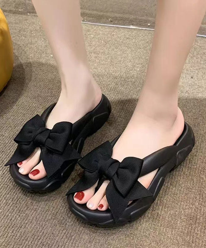 Bow Splicing Slippers Shoes Rose Peep Toe