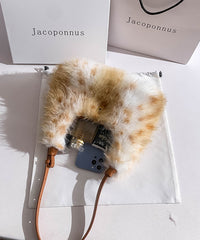 Fashion Fuzzy Handbag Brown Fur Fluffy Versatile Satchel
