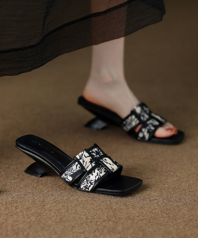 Splicing Slide Brown Wedge Toe Peep Sandals