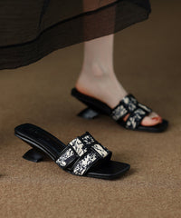 Splicing Slide Brown Wedge Toe Peep Sandals