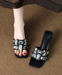 Splicing Slide Brown Wedge Toe Peep Sandals