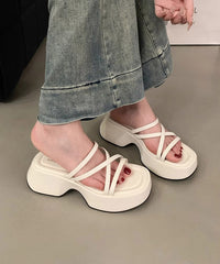 Leopard Platform Slide Sandals Peep Toe