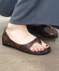 Leopard Faux Thong Leather Sandals
