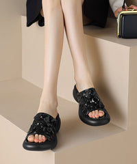 Sequins Platform Silver Breathable Mesh Slide Sandals