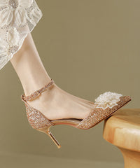 Splicing Sequins Pointed Silver Stiletto Heels High Toe