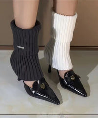 Fine Pointed High Black Toe Splicing Stiletto Heels Sheepskin