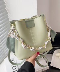 Bucket French Green Calf Linked Chain Bag Leather