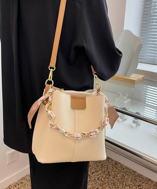 Bucket French Green Calf Linked Chain Bag Leather