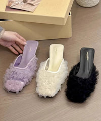 Slide Purple Wrinkled Kitten Tulle Sandals French