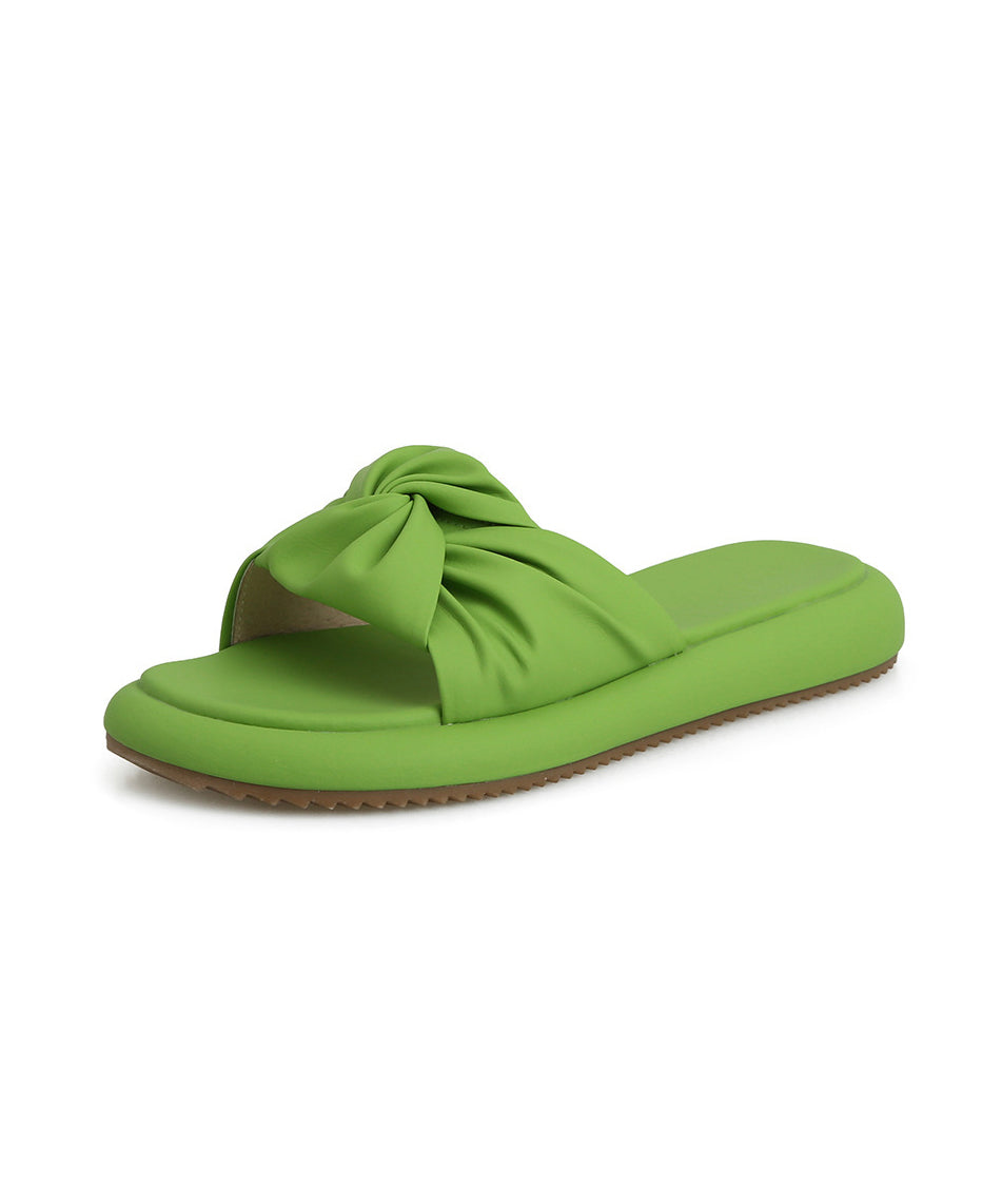 Toe Green Slide Sandals Splicing Leather Peep Beautiful Faux
