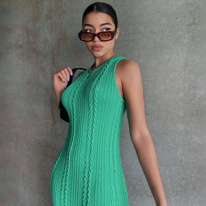 Vestido midi de punto color menta Adorabelle