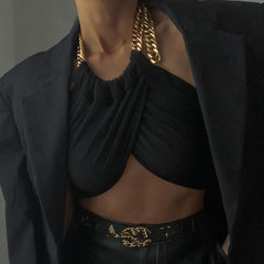 On Days Like These Cropped Twisted Halterneck Chain Top