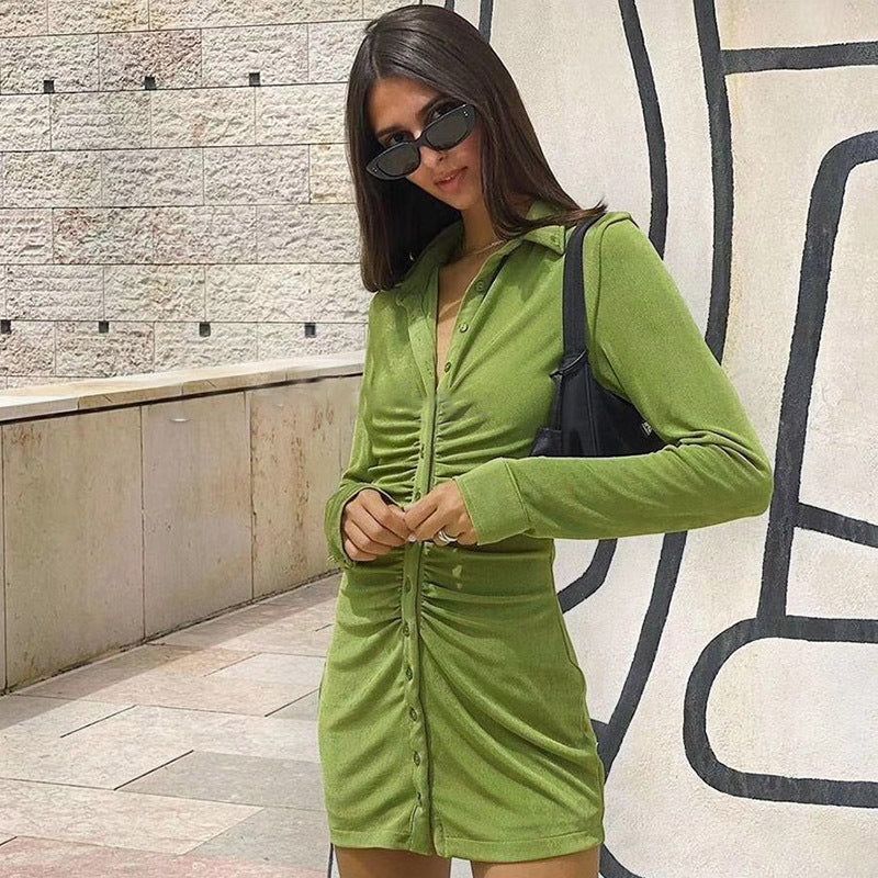 New Obsession Ruched Long Sleeve Mini Dress