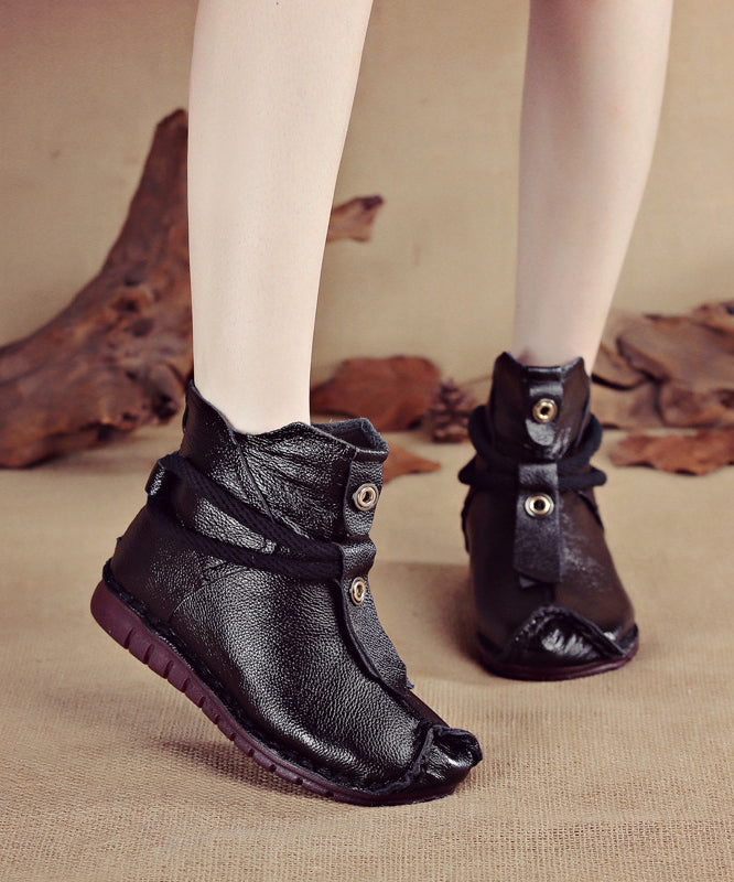 Leather Brown Splicing Cowhide Comfortable Boots Handmade