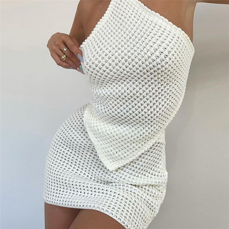 Means A Lot Textured Backless Knitted Two-Piece Set