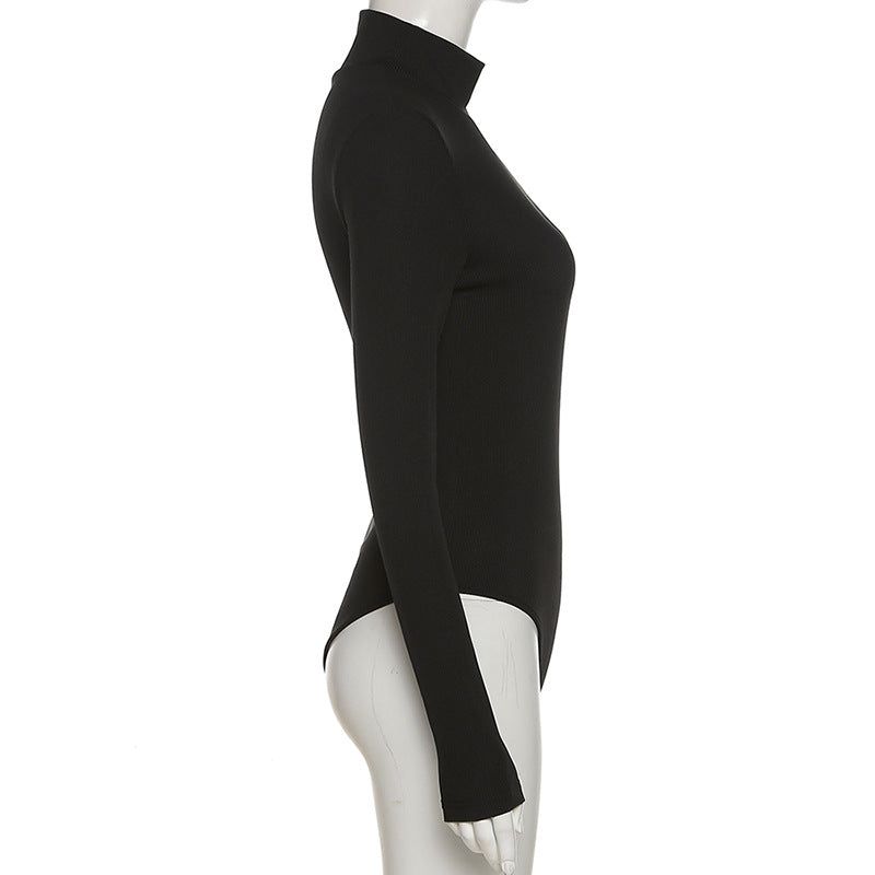 More To Make Knitted Turtleneck One-Shoulder Bodysuit