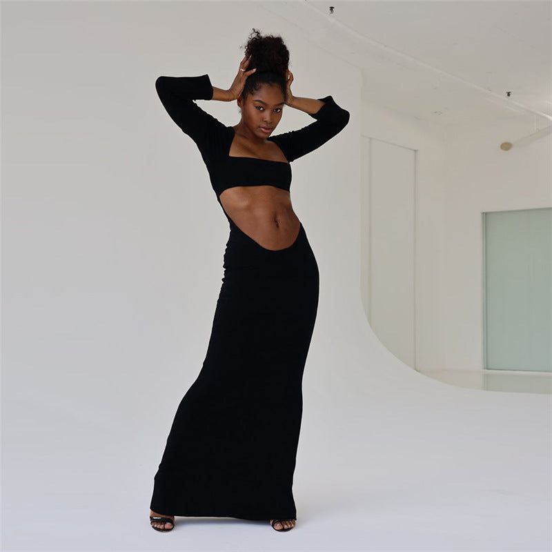 Not My Fault Cut Out Long Sleeve Maxi Dress