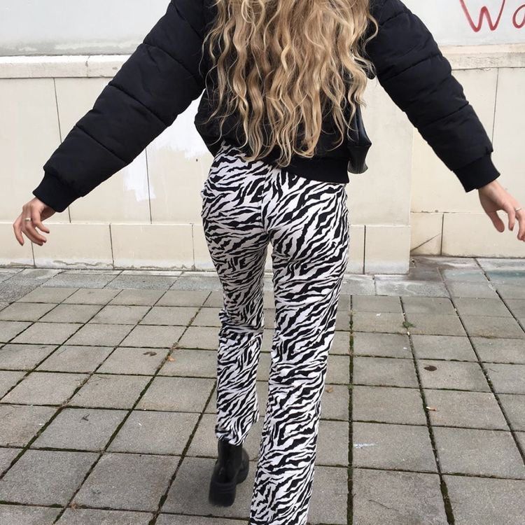 This Is Espionage High Waist Zebra Print Pants