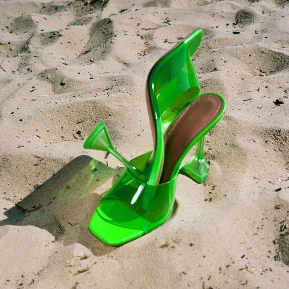 Romantic Location Perspex Square Toe Heeled Sandals