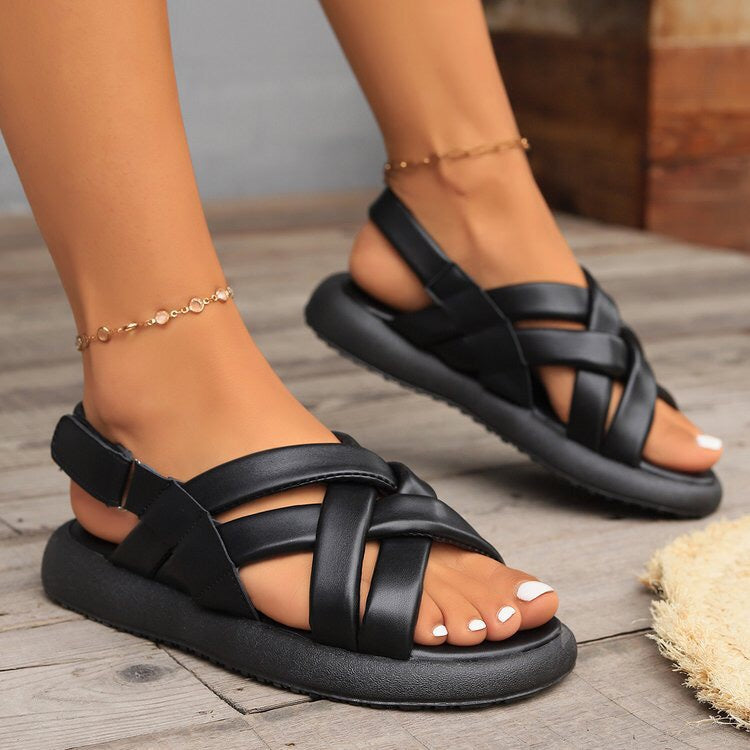 Sandalias de plataforma con tiras cruzadas de velcro