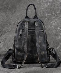 Versatile Black Backpack Capacity Calf Bag Leather Large