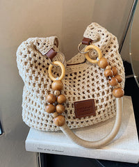 Out Woven Brown Shoulder Bag Large Capacity Hollow