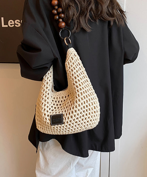 Out Woven Brown Shoulder Bag Large Capacity Hollow