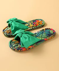 Green Bow Slippers Shoes Comfy Splicing Fabric Cotton