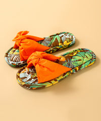 Green Bow Slippers Shoes Comfy Splicing Fabric Cotton