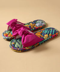 Green Bow Slippers Shoes Comfy Splicing Fabric Cotton