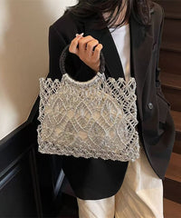 Tote Silver Hollow Bag Handmade Out Woven