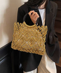 Tote Silver Hollow Bag Handmade Out Woven