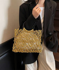 Tote Silver Hollow Bag Handmade Out Woven