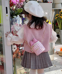 Pink Baby Girls Bow Chain Linked Crossbody Bag