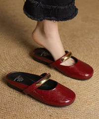 Faux Sandals Splicing Slide Leather Soft Red